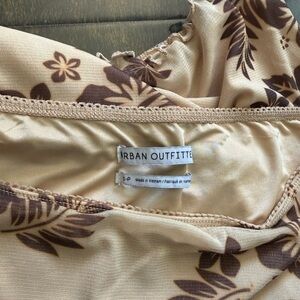 Urban Outfitters Beige Floral Bikini Top with Brown Print